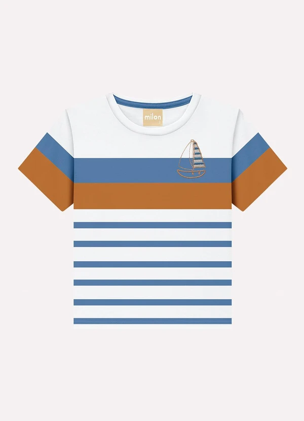 Milon - Camiseta Infantil Menino em Bordado Branco 3