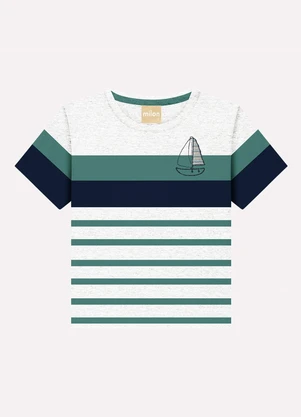 Milon - Camiseta Infantil Menino em Bordado Cinza - MILON