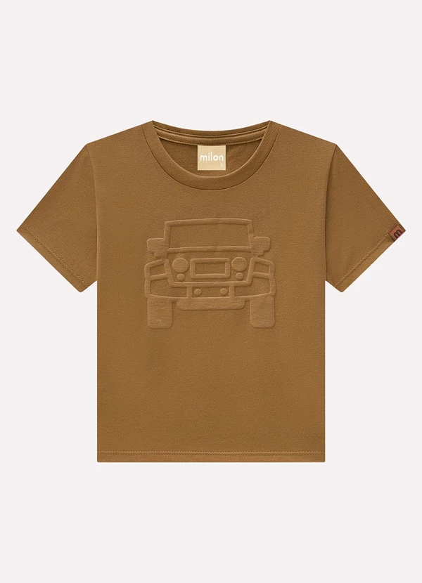 Milon - Camiseta Infantil Menino em Embossing Marrom