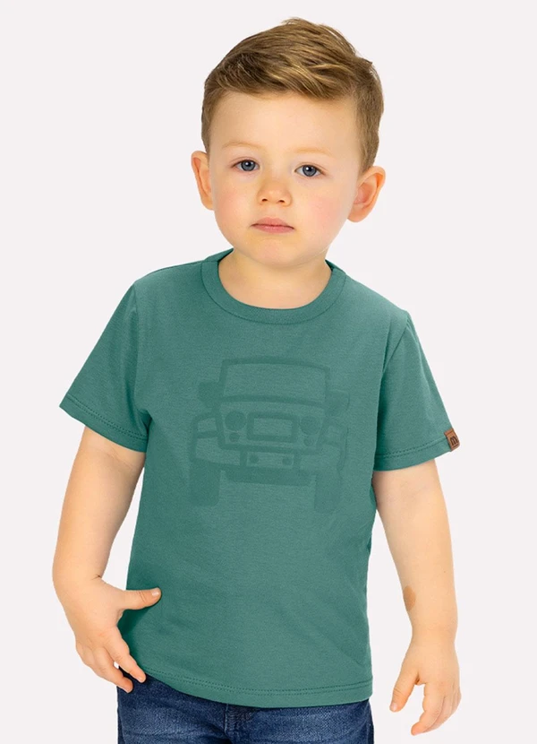 Milon - Camiseta Infantil Menino em Embossing Verde