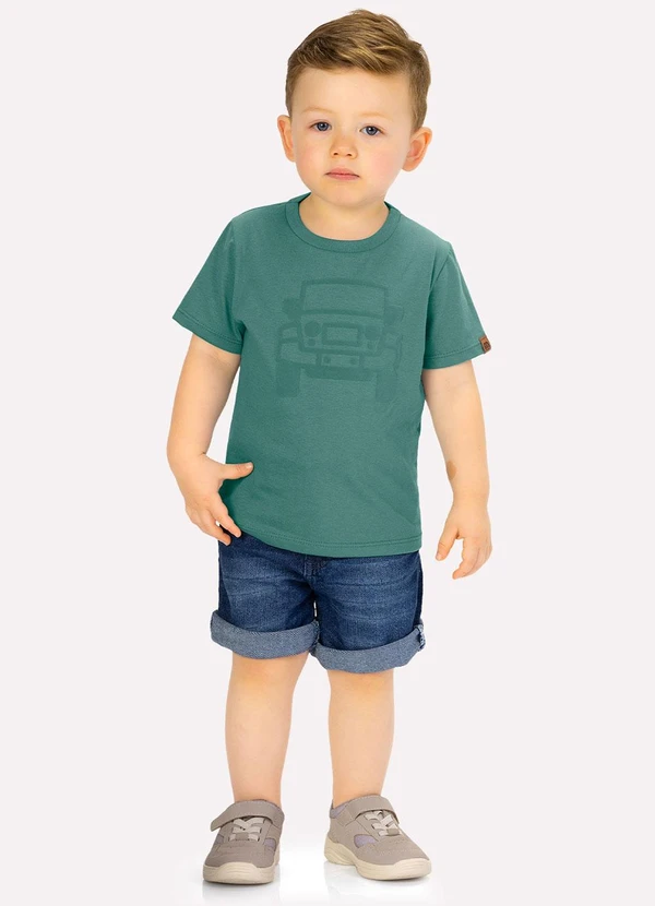 Milon - Camiseta Infantil Menino em Embossing Verde 2