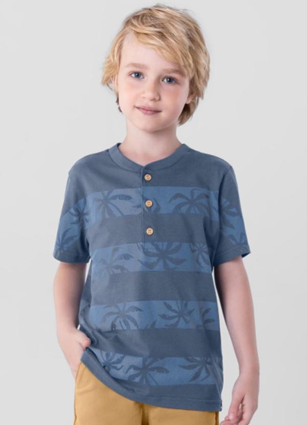Brandili Mundi - Camiseta Infantil Menino em Malha  Azul