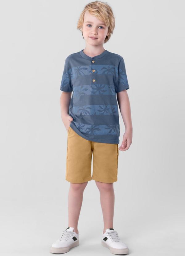 Brandili Mundi - Camiseta Infantil Menino em Malha  Azul 2