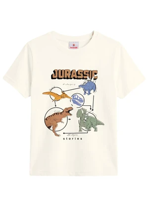 Brandili - Camiseta Infantil Menino em Malha Bege - BRANDILI