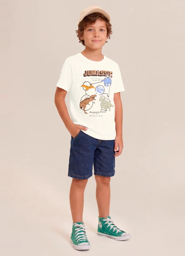 Brandili - Camiseta Infantil Menino em Malha Bege