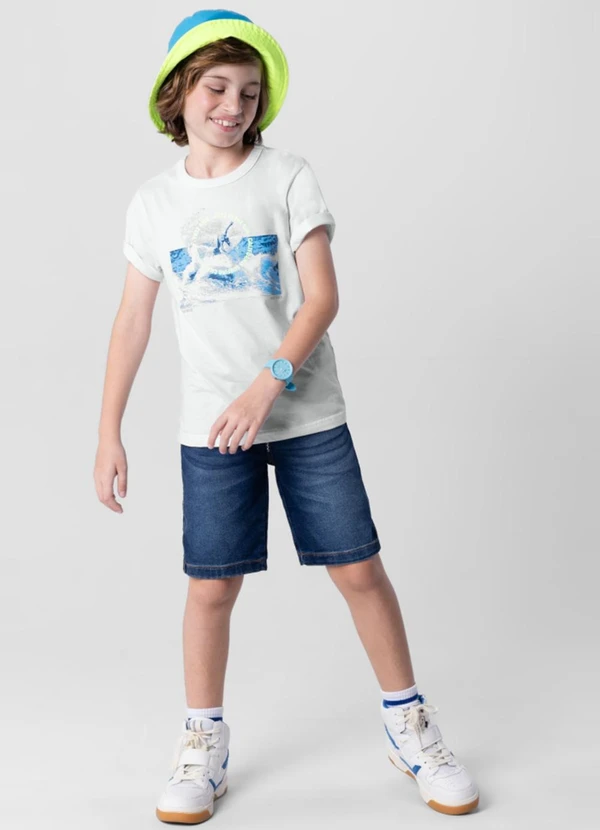 Brandili - Camiseta Infantil Menino em Malha Branco 2