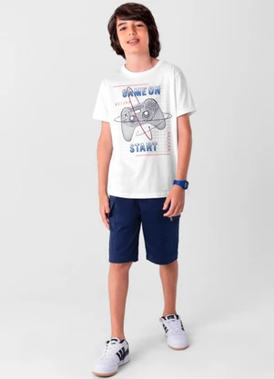 Brandili - Camiseta Infantil Menino em Malha  Branco - BRANDILI