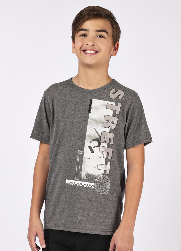 Brandili - Camiseta Infantil Menino em Malha Cinza