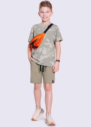 Alakazoo - Camiseta Infantil Menino em Malha Estampada Bege - ALAKAZOO