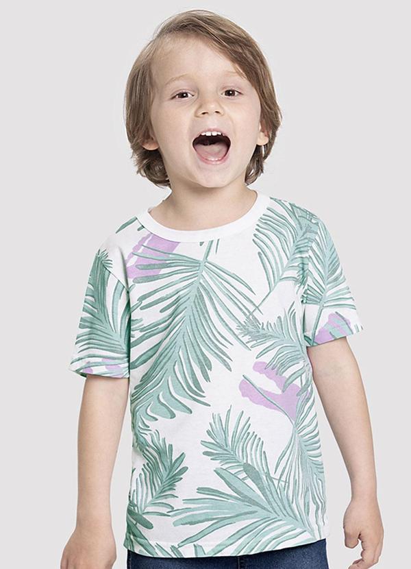 Alakazoo - Camiseta Infantil Menino em Malha Estampada Branco