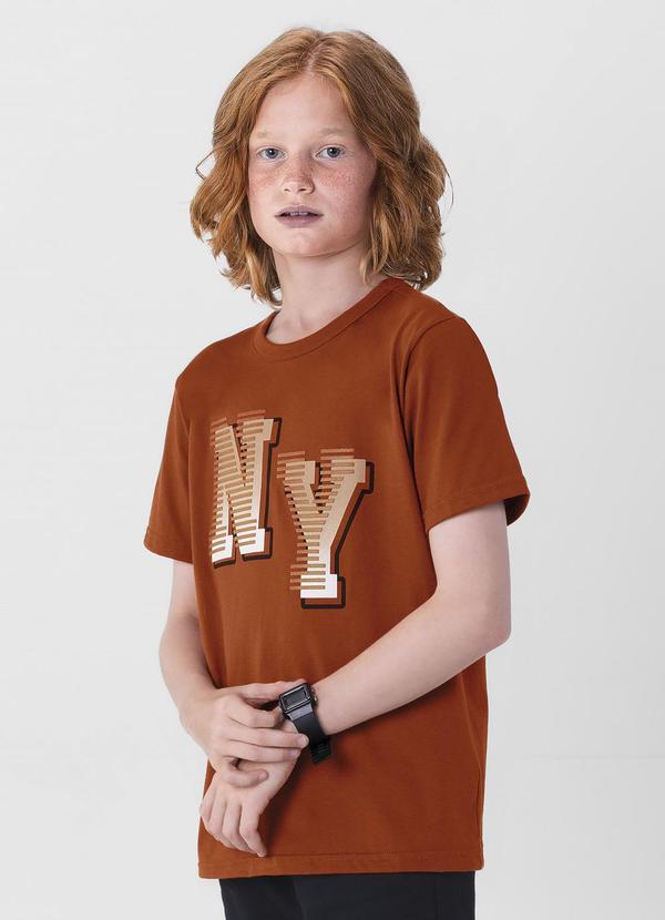 Brandili - Camiseta Infantil Menino em Malha Marrom