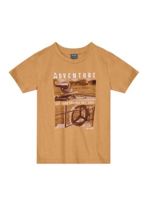 Brandili Mundi - Camiseta Infantil Menino em Malha Marrom - BRANDILI MUNDI