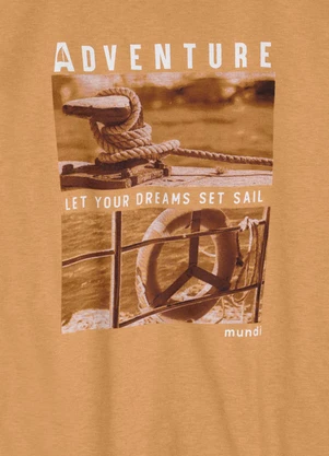 Mundi - Camiseta Infantil Menino em Malha  Marrom - MUNDI