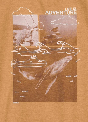Mundi - Camiseta Infantil Menino em Malha Mercla  Marrom - MUNDI