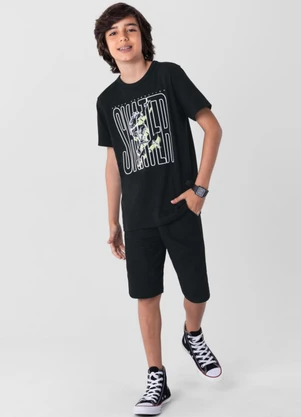 Brandili - Camiseta Infantil Menino em Malha  Preto - BRANDILI