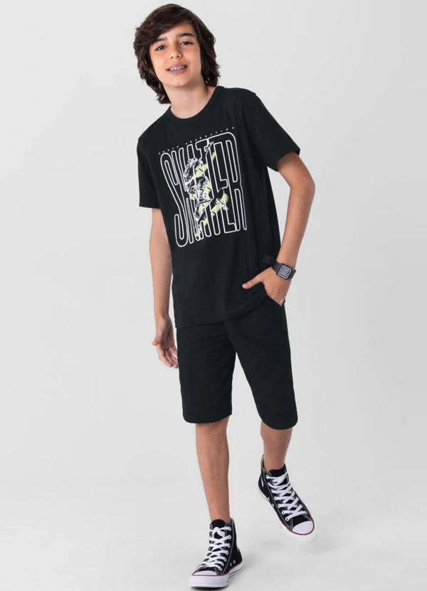 Extreme - Camiseta Infantil Menino em Malha  Preto 2