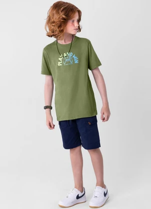 Brandili - Camiseta Infantil Menino em Malha  Verde - BRANDILI