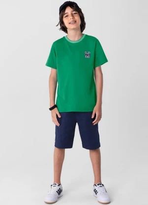 Brandili - Camiseta Infantil Menino em Malha  Verde - BRANDILI