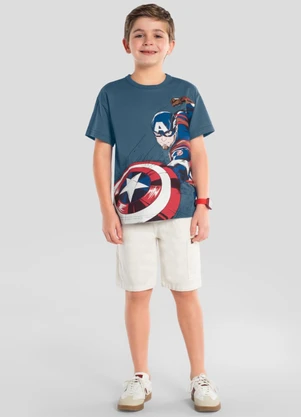 Brandili - Camiseta Infantil Menino em Meia Malha Azul - BRANDILI