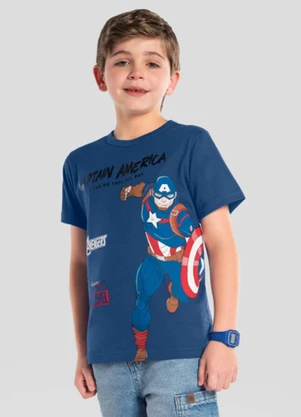 Brandili - Camiseta Infantil Menino em Meia Malha Azul - BRANDILI