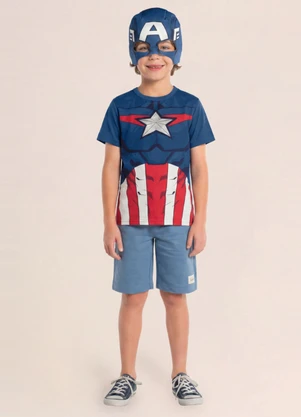 Brandili - Camiseta Infantil Menino em Meia Malha Azul - BRANDILI
