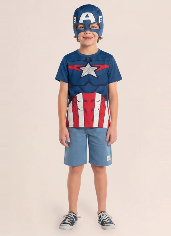 Brandili - Camiseta Infantil Menino em Meia Malha Azul