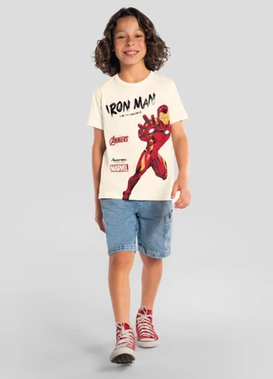 Brandili - Camiseta Infantil Menino em Meia Malha Bege - BRANDILI