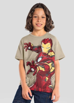 Brandili - Camiseta Infantil Menino em Meia Malha Bege - BRANDILI