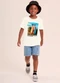 Brandili - Camiseta Infantil Menino em Meia Malha Azul - variação: Bege