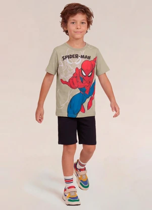 Brandili - Camiseta Infantil Menino em Meia Malha Bege - BRANDILI