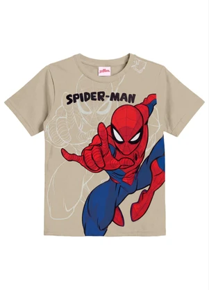 Brandili - Camiseta Infantil Menino em Meia Malha Bege - BRANDILI