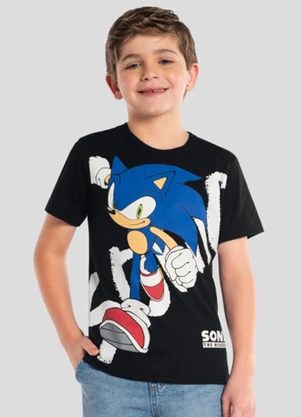 Brandili - Camiseta Infantil Menino em Meia Malha Preto - BRANDILI