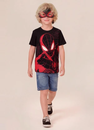 Brandili - Camiseta Infantil Menino em Meia Malha Preto - BRANDILI
