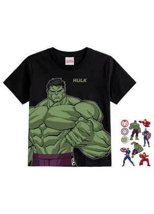 Brandili - Camiseta Infantil Menino em Meia Malha Preto - BRANDILI