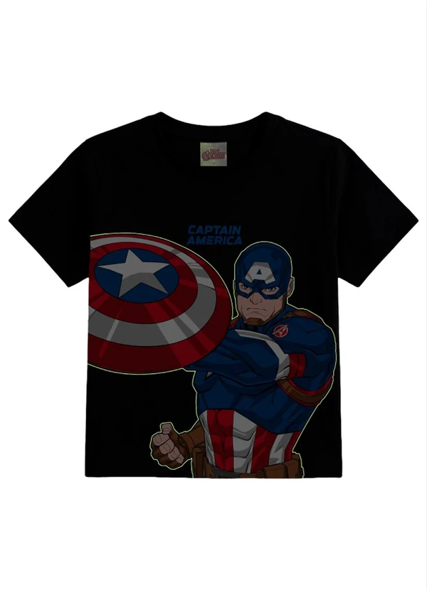 Brandili - Camiseta Infantil Menino em Meia Malha Preto
