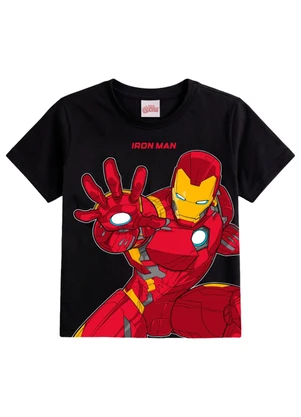 Brandili - Camiseta Infantil Menino em Meia Malha Preto - BRANDILI