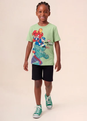 Brandili - Camiseta Infantil Menino em Meia Malha Verde - BRANDILI