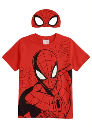 Brandili - Camiseta Infantil Menino em Meia Malha Vermelho - BRANDILI