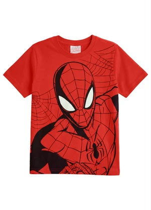 Brandili - Camiseta Infantil Menino em Meia Malha Vermelho - BRANDILI