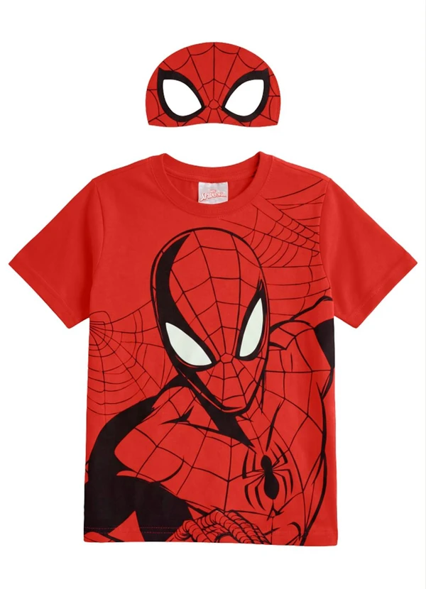 Brandili - Camiseta Infantil Menino em Meia Malha Vermelho
