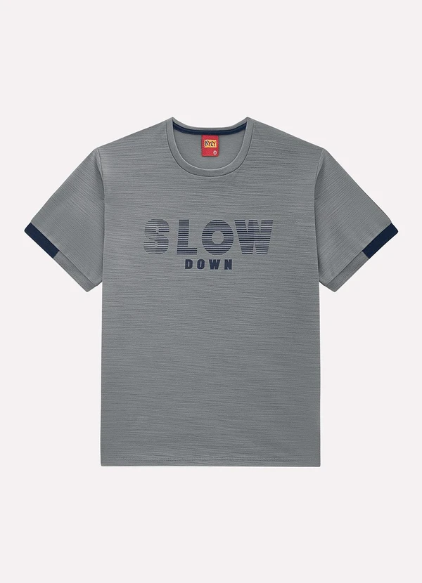 Kyly - Camiseta Infantil Menino em Piquet Flamê Cinza
