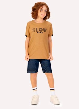 Kyly - Camiseta Infantil Menino em Piquet Flamê Marrom - KYLY