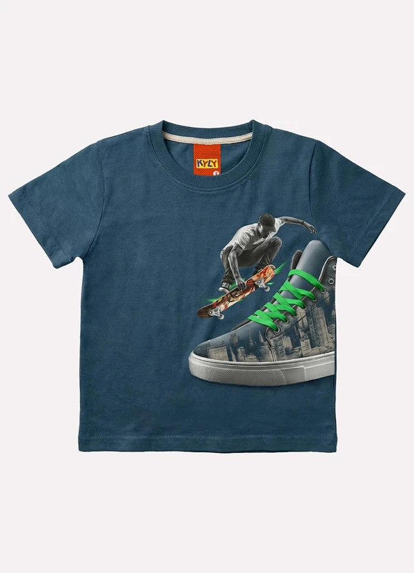 Kyly - Camiseta Infantil Menino Estampa Azul