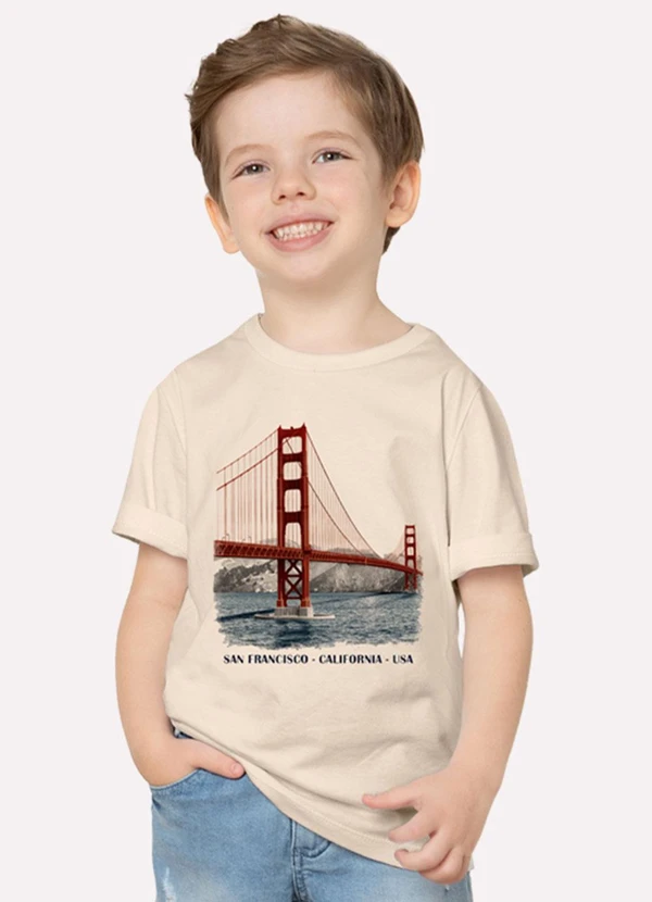 Milon - Camiseta Infantil Menino Estampa Bege 1