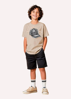 Kyly - Camiseta Infantil Menino Estampa Bege - KYLY