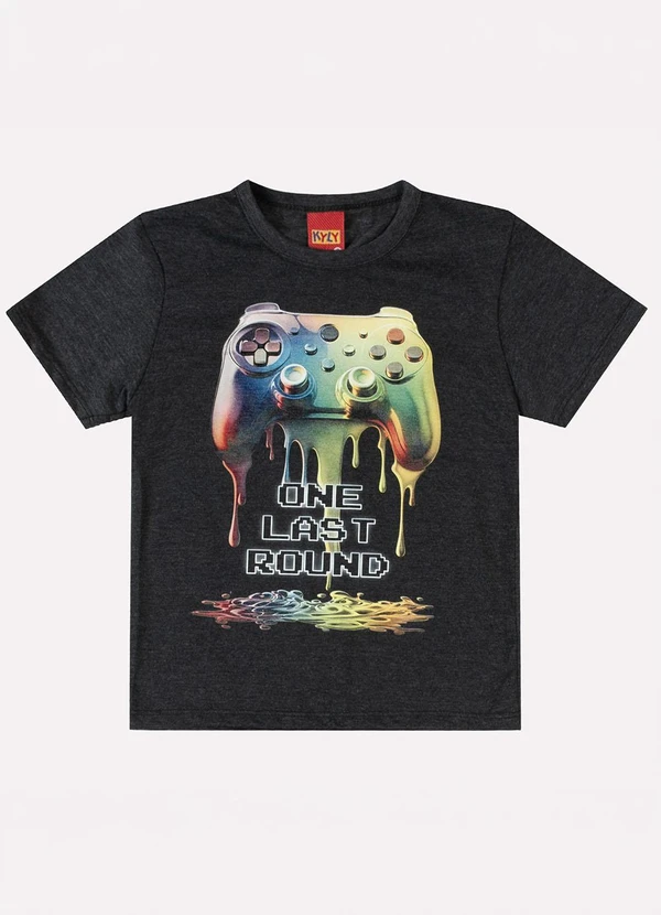 Kyly - Camiseta Infantil Menino Estampa Cinza