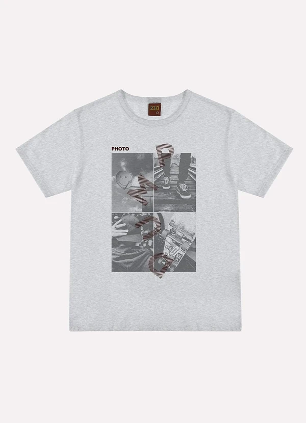 Kyly - Camiseta Infantil Menino Estampa Cinza