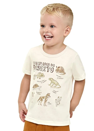 Elian - Camiseta Infantil Menino Estampa Divertida Bege - ELIAN