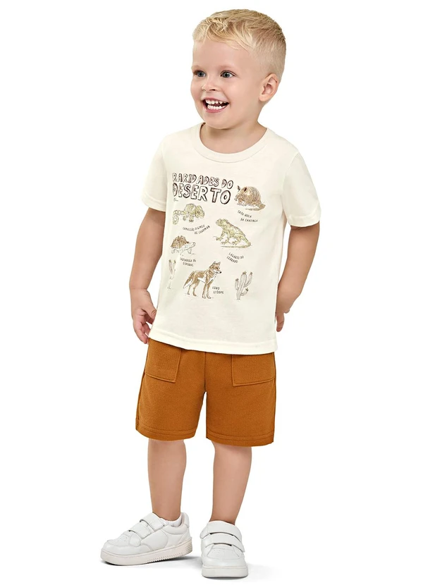 Elian - Camiseta Infantil Menino Estampa Divertida Bege 2