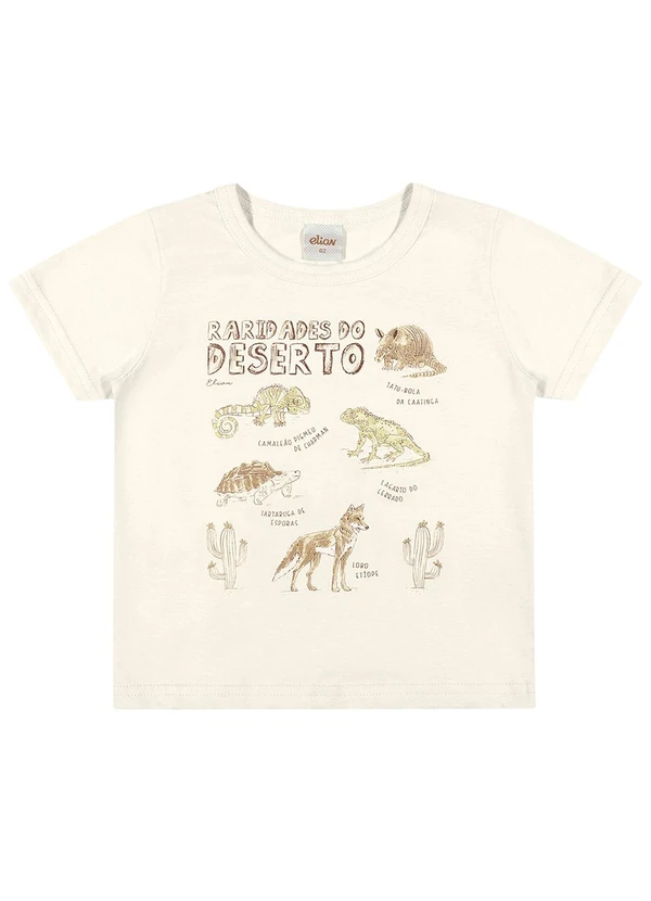 Elian - Camiseta Infantil Menino Estampa Divertida Bege 3